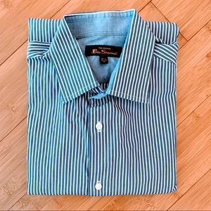 Slimmer fit blue and white dress shirt 15.5 32/33